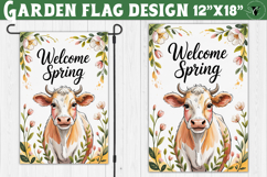 Spring Garden flag | Funny cow and flowers Yard Flag Product Image 1