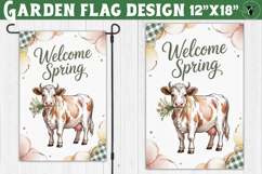 Spring Garden flag | Funny cow and flowers Yard Flag Product Image 1