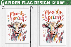 Spring Garden flag | Funny cow and flowers Yard Flag Product Image 1