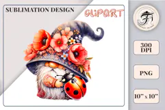 Add spring charm to your designs with this adorable watercolor garden gnome clipart. Download the high-quality PNG file with a transparent background, perfect for greeting cards, invitations, sublimation, t-shirts, and more!