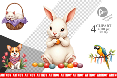 Spring Garden Pets Easter Clipart Product Image 1