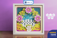 Spring Garden 3D Shadow Box - Garden Flowers 3D Paper Craft Product Image 1