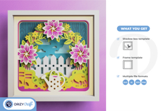 Spring Garden 3D Shadow Box - Garden Flowers 3D Paper Craft Product Image 3