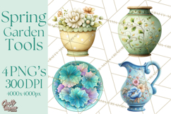 Spring Garden Clipart, Garden Tools Clip Art PNG, Watercolor Product Image 1