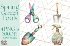 Spring Garden Clipart, Garden Tools Clip Art PNG, Watercolor Product Image 1