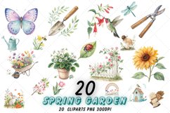 Spring Garden, Watercolor Flowers, Floral Clipart, Garden Illustrations, Spring Butterflies, Pastel Clipart, Digital Download, Sublimation Designs, Watercolor Art, Garden Elements, Spring Garden Clipart