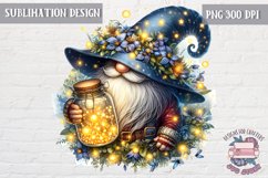 Spring gnome cute Sublimation Design Blue Lights in Jar Product Image 1