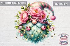 Spring gnome cute Sublimation Pink Lights Flowers Peonies Product Image 1