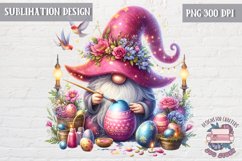 Spring gnome cute Sublimation Design PNG Pink Eggs Easter Product Image 1