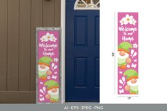 Welcome to Our Home, Pink Vertical Porch Sign with Gnomes Product Image 1