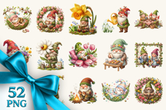 Spring Gnome clipart printable sublimation bundle png Product Image 1