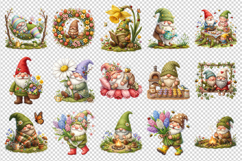Spring Gnome clipart printable sublimation bundle png Product Image 3