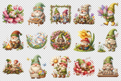 Spring Gnome clipart printable sublimation bundle png Product Image 4