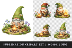Spring Gnome clipart printable sublimation design png Product Image 1