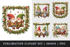 Spring Gnome clipart printable sublimation design png Product Image 1