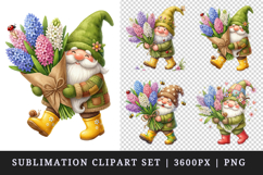 Spring Gnome clipart printable sublimation design png Product Image 1