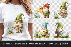 Spring Gnome t-shirt printable sublimation design png Product Image 1