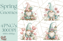Spring Garden Gnome Clipart, Gnome PNG, Cute Garden Clip Art Product Image 1