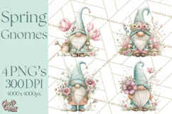 Spring Garden Gnome Clipart, Gnome PNG, Cute Garden Clip Art Product Image 1