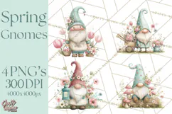 Spring Garden Gnome Clipart, Gnome PNG, Cute Garden Clip Art Product Image 1