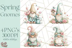 Spring Garden Gnome Clipart, Gnome PNG, Cute Garden Clip Art Product Image 1