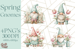 Spring Garden Gnome Clipart, Gnome PNG, Cute Garden Clip Art Product Image 1