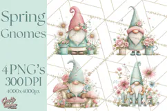 Spring Garden Gnome Clipart, Gnome PNG, Cute Garden Clip Art Product Image 1