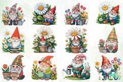 Spring Gnomes Watercolor Clipart Product Image 2