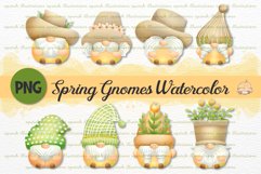 Spring Gnomes Watercolor Clipart Set Product Image 1