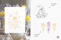 Cute Easter Goose SVG Cut Files, Spring Flower PNG Cliparts Product Image 2