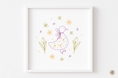 Cute Easter Goose SVG Cut Files, Spring Flower PNG Cliparts Product Image 4