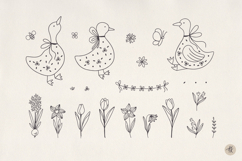 Cute Easter Goose SVG Cut Files, Spring Flower PNG Cliparts Product Image 6