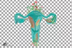 Watercolor floral blue green Uterus health graphic decor. Product Image 10