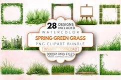 Watercolor Spring Green Grass Clipart Bundle Product Image 1