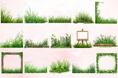 Watercolor Spring Green Grass Clipart Bundle Product Image 4