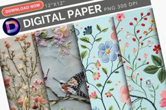 Spring Hand Embroidery Digital Paper Product Image 1
