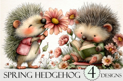 Whimsical Spring Hedgehog Clipart Product Image 1