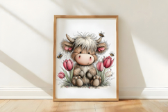 Whimsical Spring Highland Cow Clipart Product Image 2