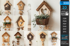 Spring Birdhouse Wall Decor Laser Cut Bundle | Home Decor Product Image 1