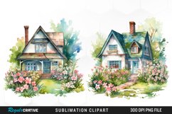 Watercolor Spring Houses Set Clipart Product Image 1