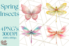Butterfly Clipart, Dragonfly Clip Art PNG, Pastel Spring Product Image 1