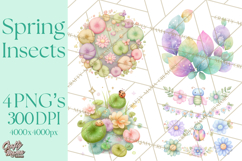 Spring Insects Clipart PNG, Cute Baby Bugs Watercolor Png Product Image 1