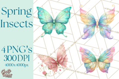 Butterfly Clipart, Dragonfly Clip Art PNG, Pastel Spring Product Image 1