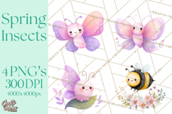 Spring Insects Clipart PNG, Cute Baby Bugs Watercolor Png Product Image 1