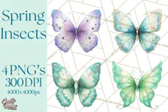 Butterfly Clipart, Dragonfly Clip Art PNG, Pastel Spring Product Image 1