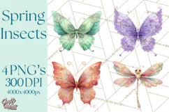 Butterfly Clipart, Dragonfly Clip Art PNG, Pastel Spring Product Image 1
