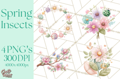 Spring Insects Clipart PNG, Cute Baby Bugs Watercolor Png Product Image 1