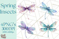 Butterfly Clipart, Dragonfly Clip Art PNG, Pastel Spring Product Image 1