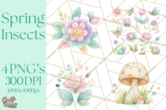 Spring Insects Clipart PNG, Cute Baby Bugs Watercolor Png Product Image 1