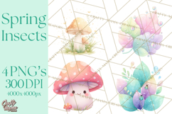 Spring Insects Clipart PNG, Cute Baby Bugs Watercolor Png Product Image 1